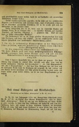 Noch einmal Kindergarten und Kleinkinderschule : (Erwiderung auf den Aufsatz "Kindergarten" in Nr. 22, 1874)