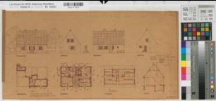 Einfamilienhaus Grundrisse, Ansichten, Schnitt 1938 1 : 100 30 x 60 Pause Westfälische Heimstätte Dortmund Wohnungsgesellschaft Münsterland