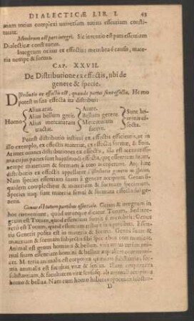 Cap. XXVII. De Distributione ex effectis, ubi de genere & specie.
