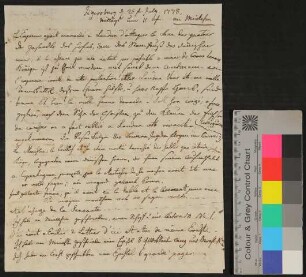 Brief von Caroline Adelheid von Baudissin an Emilie von Schimmelmann geb. von Rantzau vom 25.7.1778