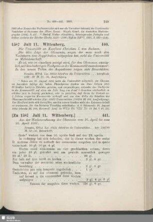 440. 1587, Juli 11. Wittenberg