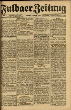 Ausgabe vom Montag, den 09. August 1920.