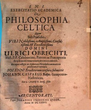 Exercitatio academica de philosophia celtica