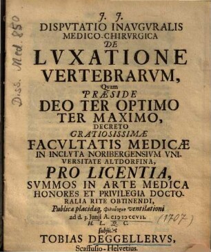 Dispvtatio Inavgvralis Medico-Chirvrgica De Lvxatione Vertebrarvm