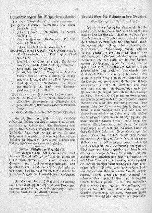 Bericht über die Sitzungen des Vereins
