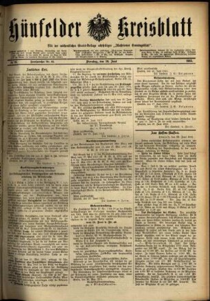 Ausgabe vom Dienstag, den 29. Juni 1915.