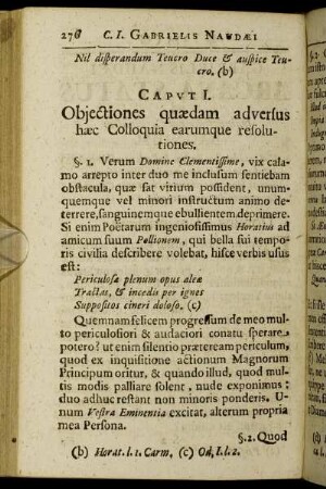 Caput I. Objectiones quædam adversus hæc Coloquia earumque resolutiones.