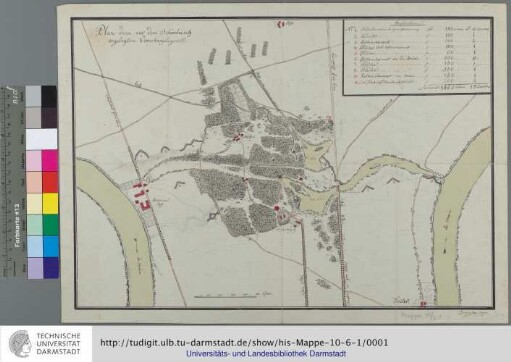 Plan deren vor dem Schönbusch angelegten Verschanzungen [bei Aschaffenburg]