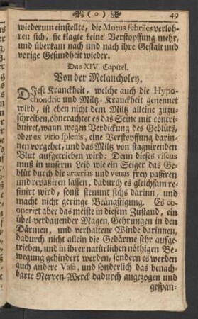 Das XIV. Capitel. Von der Melancholey