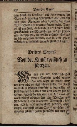 Drittes Capitel. Von der Kunst weißlich zu scherzen.
