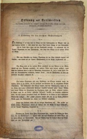 Ordnung und Vorschriften die Leichen-Feier in der hiesigen evangel. Gottesacker-Kirche und dem Gottesacker überhaupt betreffend : [Augsburg den 7ten Juli 1828.]