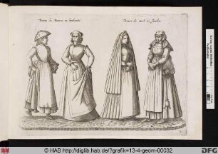[Frauen aus Brabant und Flandern, in unterschiedlicher Kleidung. Kostümkunde.]