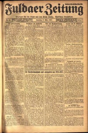 Ausgabe vom Samstag, den 12. März 1927.
