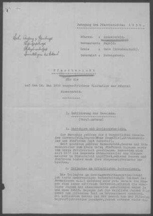 Simmersfeld mit Beuren (Simmersfeld), Ettmannsweiler und Fünfbronn: Pfarrbericht 1939