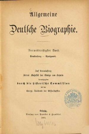Allgemeine Deutsche Biographie, 34. Senckenberg - Spaignart