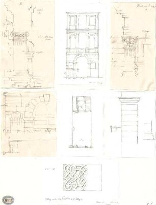 Lange, Ludwig; Lange - Archiv: VI.1 Renaissance in Italien (vorw. Details) - u. a. Haus in Vicenza (Grundriss, Teilansicht,Details)