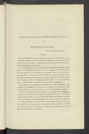 Circular Sobre Las Atribuciones De Los Comandantes De Divisiones Territoriales