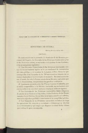 Circular Sobre Las Atribuciones De Los Comandantes De Divisiones Territoriales