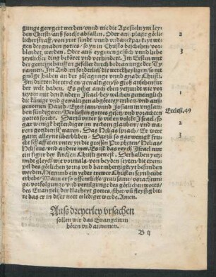 Auss dreyerley ursachen sollen wir das Evangelium hören und annemen.