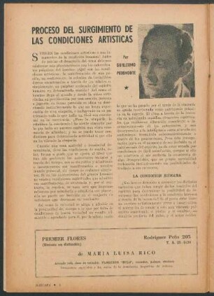 Proceso del surgimiento de las condiciones artísticas