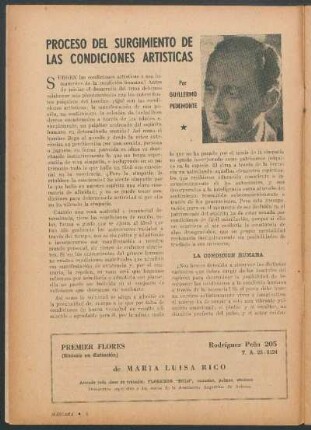 Proceso del surgimiento de las condiciones artísticas