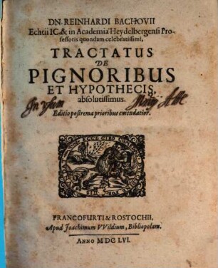 Tractatus de Pignoribus et Hypothecis