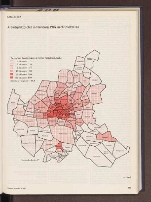 Arbeitsplatzdichte in Hamburg 1987 nach Stadtteilen