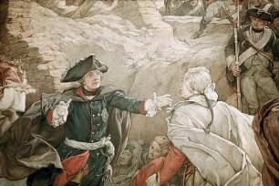 Friedrich der Große begrüßt Ziethen nach der Schlacht von Torgau 1760