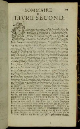 Sommaire du Livre second.