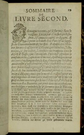Sommaire du Livre second.
