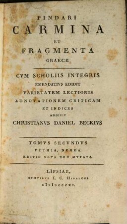 Pindari Carmina et fragmenta : graece, 2. Pythia, Nemea