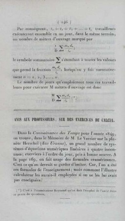 Avis aux professeurs, sur des exercices de calcul.