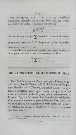 Avis aux professeurs, sur des exercices de calcul.