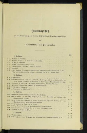 Inhaltsverzeichnis zu den Protokollen der fünften Elbschiffahrts-Revisionskommission. nach der Reihenfolge der Paragraphen.
