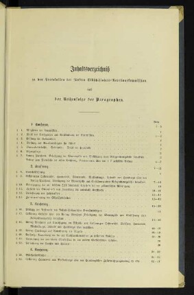 Inhaltsverzeichnis zu den Protokollen der fünften Elbschiffahrts-Revisionskommission. nach der Reihenfolge der Paragraphen.