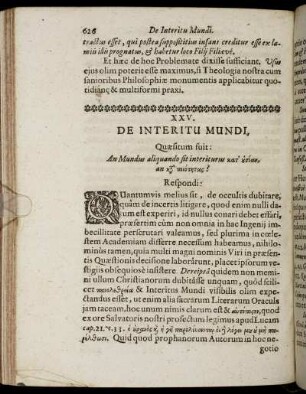 XXV. De Interitu Mundi.