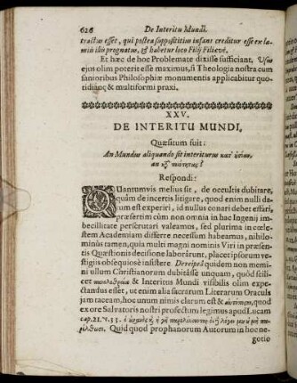 XXV. De Interitu Mundi.