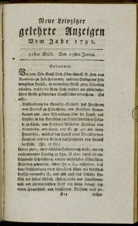 51stes Stück. Den 25sten Junius.