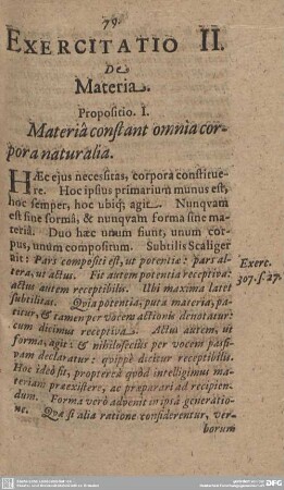 Exercitatio II. De Materia.