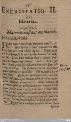 Exercitatio II. De Materia.