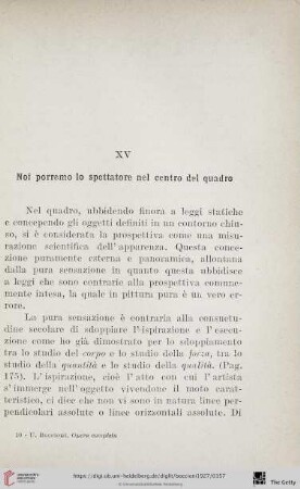XV Noi porremo lo spettatore nel centro del quadro