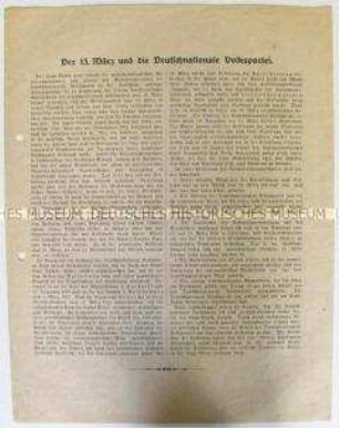 Flugblatt der Deutschnationalen Volkspartei zum Lüttwitz-Kapp-Putsch