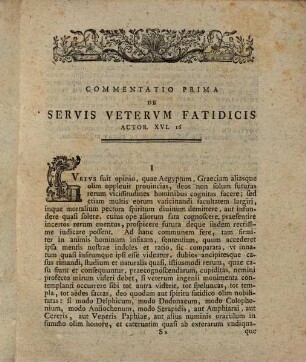 Commentatio ... de servis veterum fatidicis, Actor. XVI. 16., Prima
