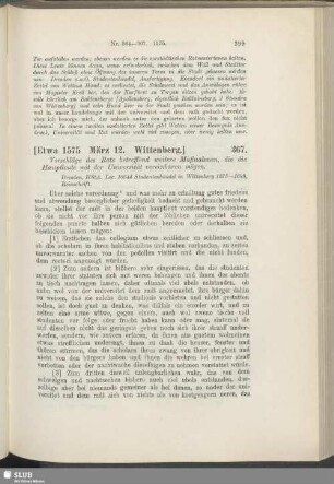 367. [Etwa 1575, März 12. Wittenberg]