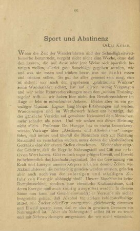 Sport und Abstinenz
