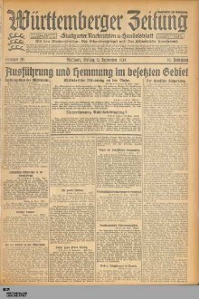 Württemberger Zeitung : das nationalsozialistische Morgenblatt in Stuttgart : WLZ, Württembergische Landeszeitung