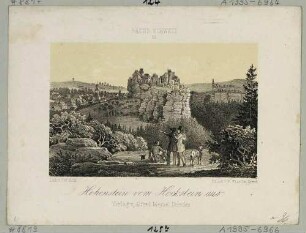 Burg und Stadt Hohnstein in der Sächsischen Schweiz, Blick vom Hockstein nach Osten