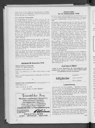 Spielplan für Dezember 1979