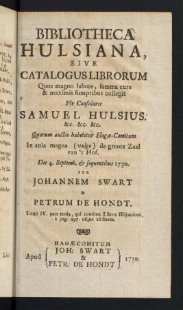 296a-398, Bibliotheca Hulsiana, ...