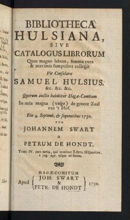 296a-398, Bibliotheca Hulsiana, ...